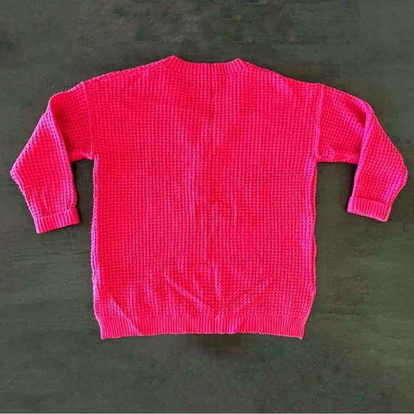 NEW Hot Pink Henley Waffle Texture Soft Comfy
Oversized Fit Knit Sweater XXL - Picture 4 of 4